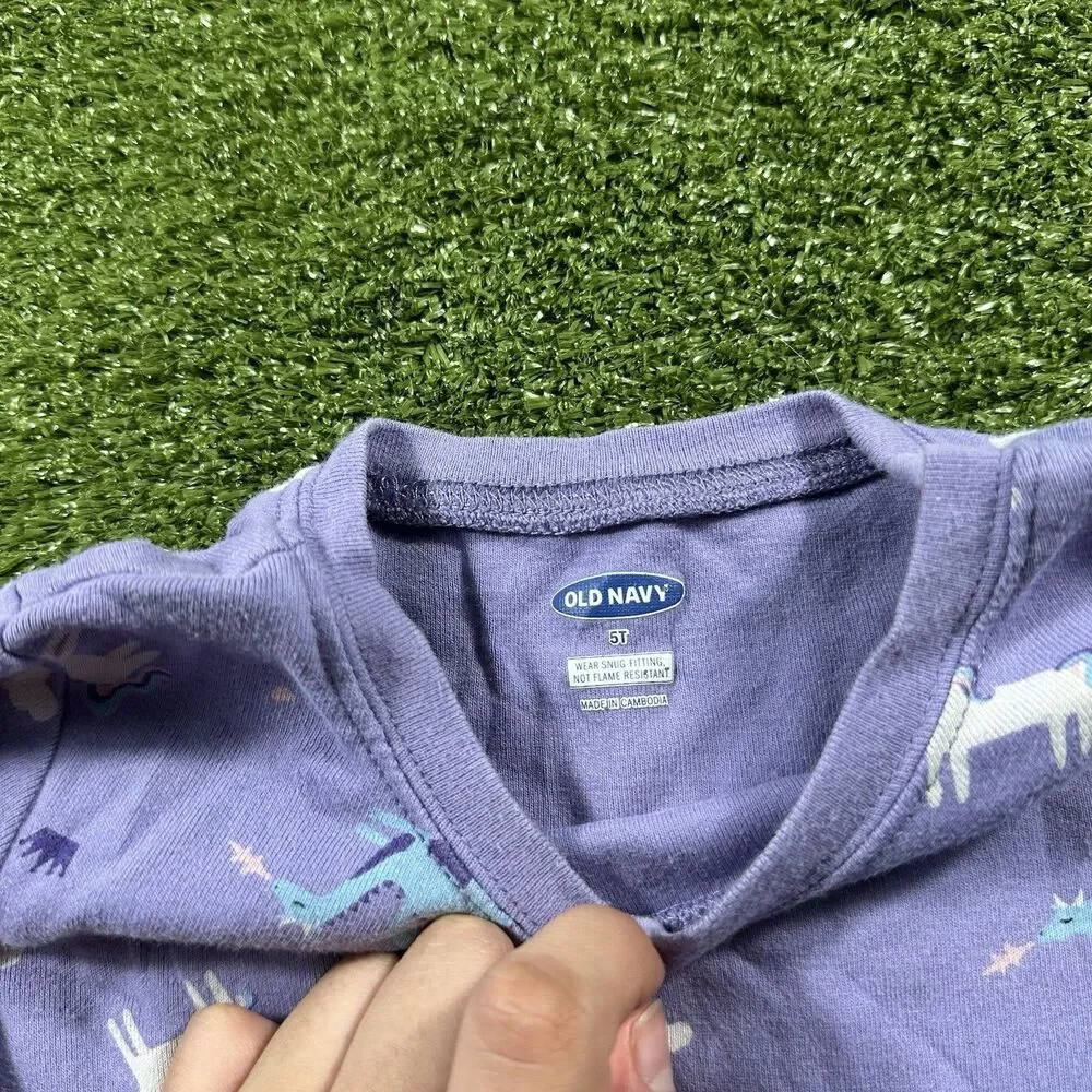 Old Navy Girls Toddler Unicorn Dragon Crown Print Pajama Set 5T
